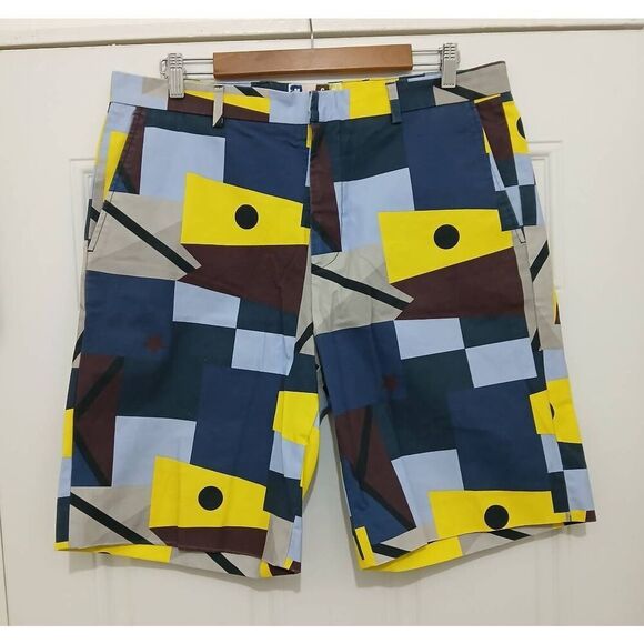 Msgm mens 36 waist shorts color block yellow blue Italian - Picture 1 of 8